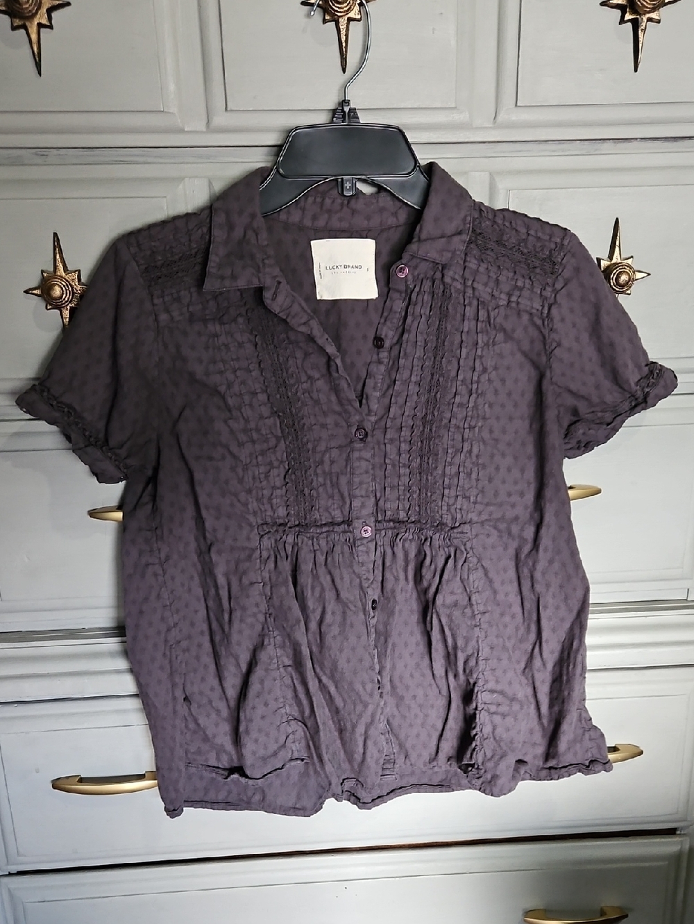 Lucky Brand Short-Sleeve Button-Up Blouse